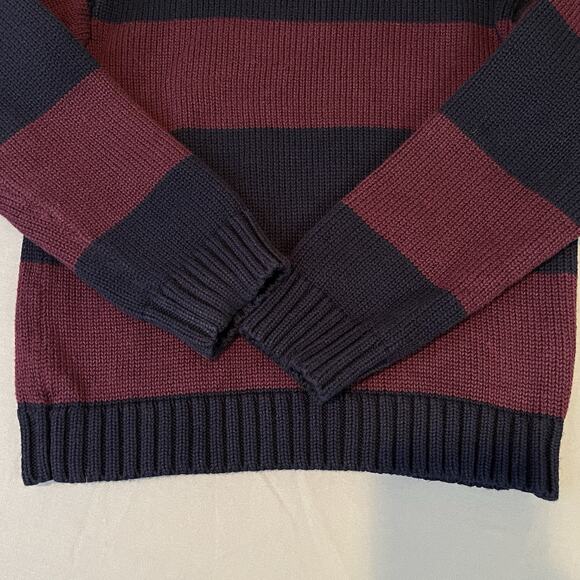 Polo Ralph Lauren Maroon/Blue Striped Size 6 Crew Neck Knit Sweater Boy's Preppy - Picture 3 of 7
